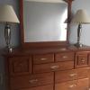 Hard Wood bed frame/Headboard/ and matching dresser with mirror