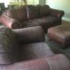 Brown leather sofa, chair and ottoman 
