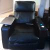 Blk futon sofa bed and recliner with USB port storage on armrest