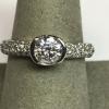 Bezel set Diamond Engagement Ring in 14 k white gold 1.55 carat