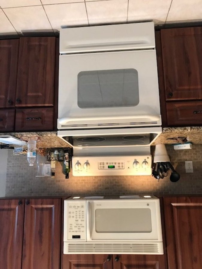 2004 Bisque GE glass top stove and under mount microwave, 2014 bisque