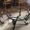 Wrought Iron/Glass Top Living Room Coffee, End and Console Tables