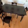 Solid Mahogany Extendable Dining Table with Four Chairs