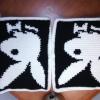 crosshatched Playboy bunny throw pilllow case's