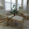 2 Bentwood (Leather) Armchairs + Ottomans