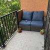 Brown Patio Love Seat With Blue Cushions offer Home and Furnitures