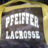 Pfeiffer University lacrosse bag with lacrosse equipment