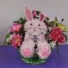 Scented Carnation Flower Pink Easter Rabbit Arrangement Handcrafted 