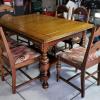 Antique, Oak Draw-Leaf Table and 6 Matching Upholstered Oak Chairs offer Home and Furnitures