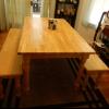 Solid wood table and benches