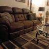 Chocolate brown feux leather recliner sofa 