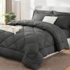 Cozy Lux Queen Bed in a Bag 7 - Pieces Comfort Sets with Comfort and Sheets Dark Grey All Season offer Lawn and Garden