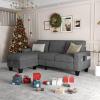 ZeeFu Convertible Sectional Sofa Couch, Grey Snowflake Velvet Modern 3-Seat L-Shaped Couch Set offer Home and Furnitures