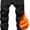 Fleece Lined Jeans Men, Winter Flannel Lined Jeans for Men Thermal Thicken Stretch Warm Denim Pants offer Clothes