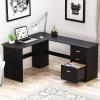 SHWL - Shaped Home Office Wood Corner Desk with 3 Drawers offer Home and Furnitures