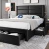 Yaheetech Queen Size Bed Frame Platfor with 2 USB Charging Station/Port for Type A&T Type Storage Drawers offer Home and Furnitures