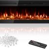 50 Inch Electric Fireplace In-Wall Recessed and Wall Mounted with Remote Control, 1500/750W offer Home and Furnitures