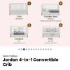 4 in 1 Delta Jordan white convertible CRIB (with extra guardrail for transition to toddler sleeping)